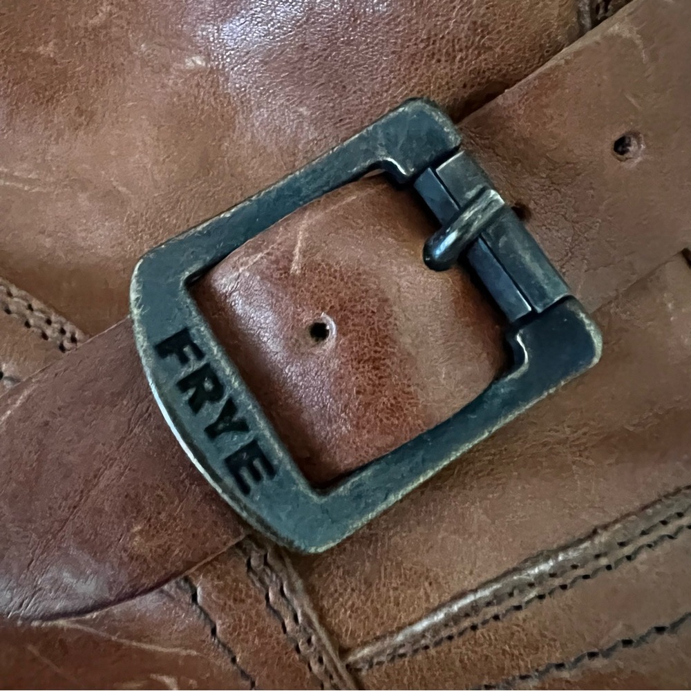 Frye Chestnut Leather Buckle Boots women’s size 9 - Picture 11 of 14